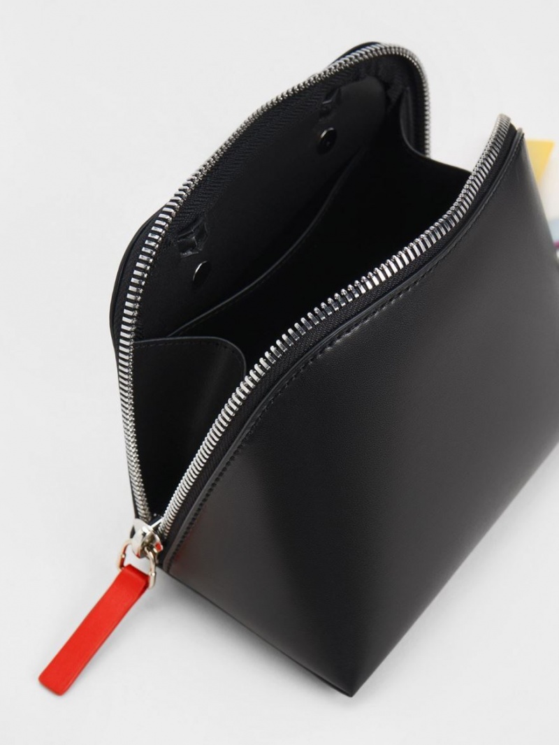 Charles & Keith Cockade Crossbody Taschen Schwarz | 587RMZGEN