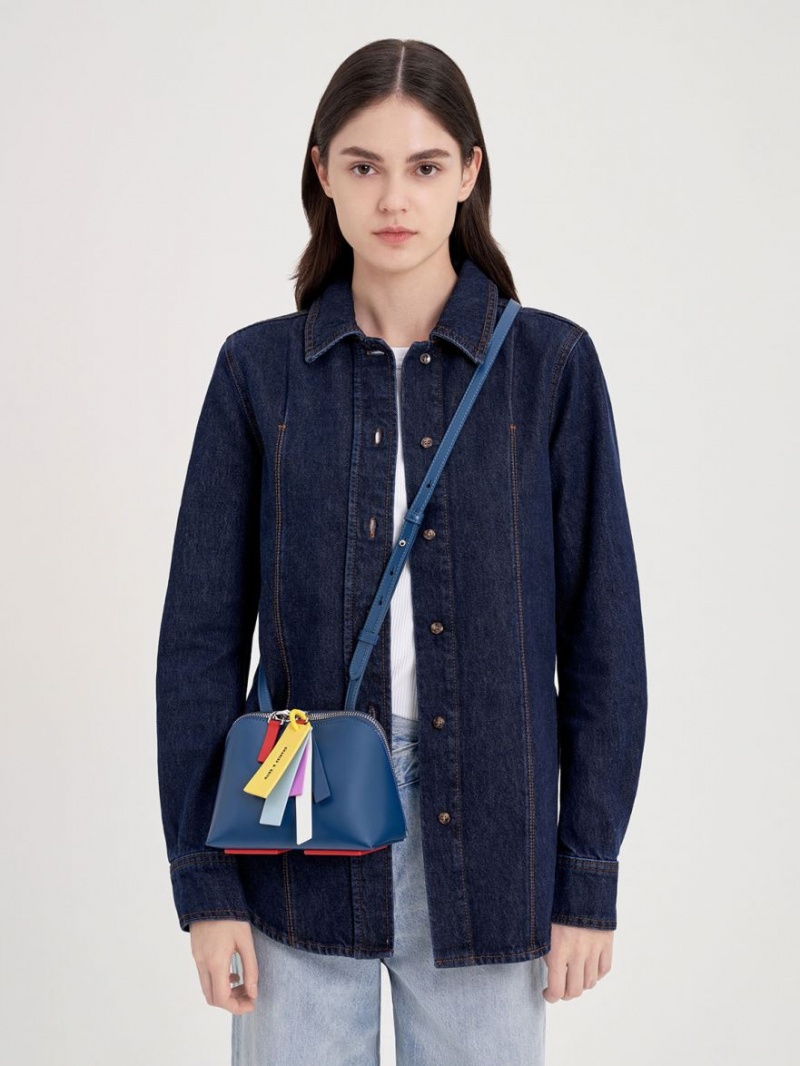 Charles & Keith Cockade Crossbody Taschen Navy | 047AZSIGN