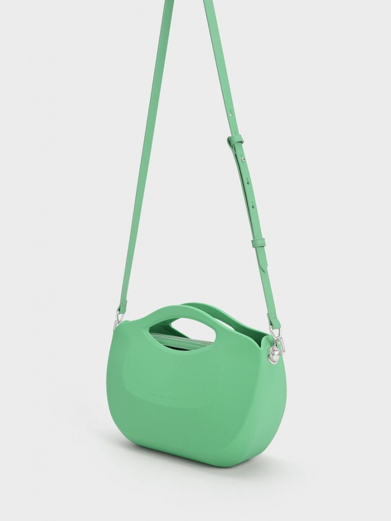 Charles & Keith Cocoon Curved Handtasche Grün | 982VOKHDT