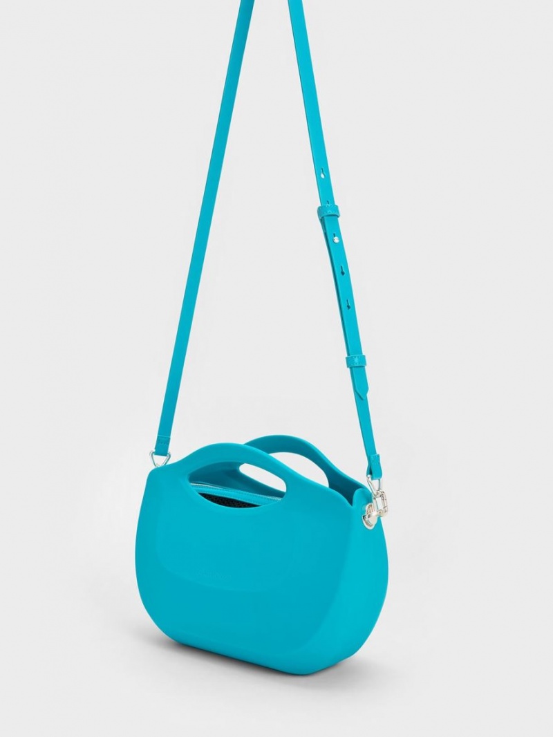 Charles & Keith Cocoon Curved Handtasche Blau | 584LFYWHJ