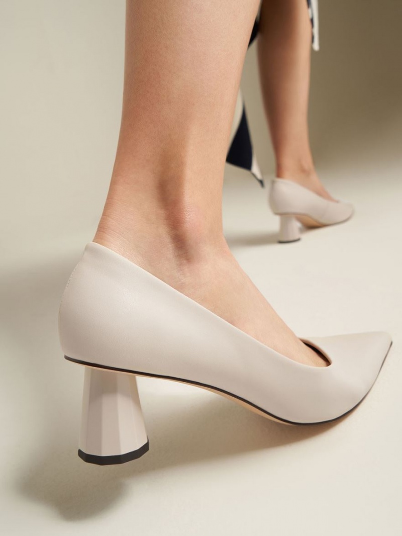 Charles & Keith Cone Heel Pointed-Kappe Pumps Weiß | 987BCYZMR