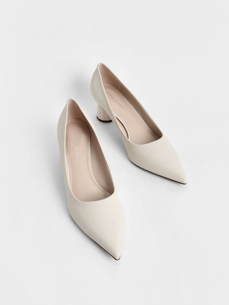 Charles & Keith Cone Heel Pointed-Kappe Pumps Weiß | 987BCYZMR