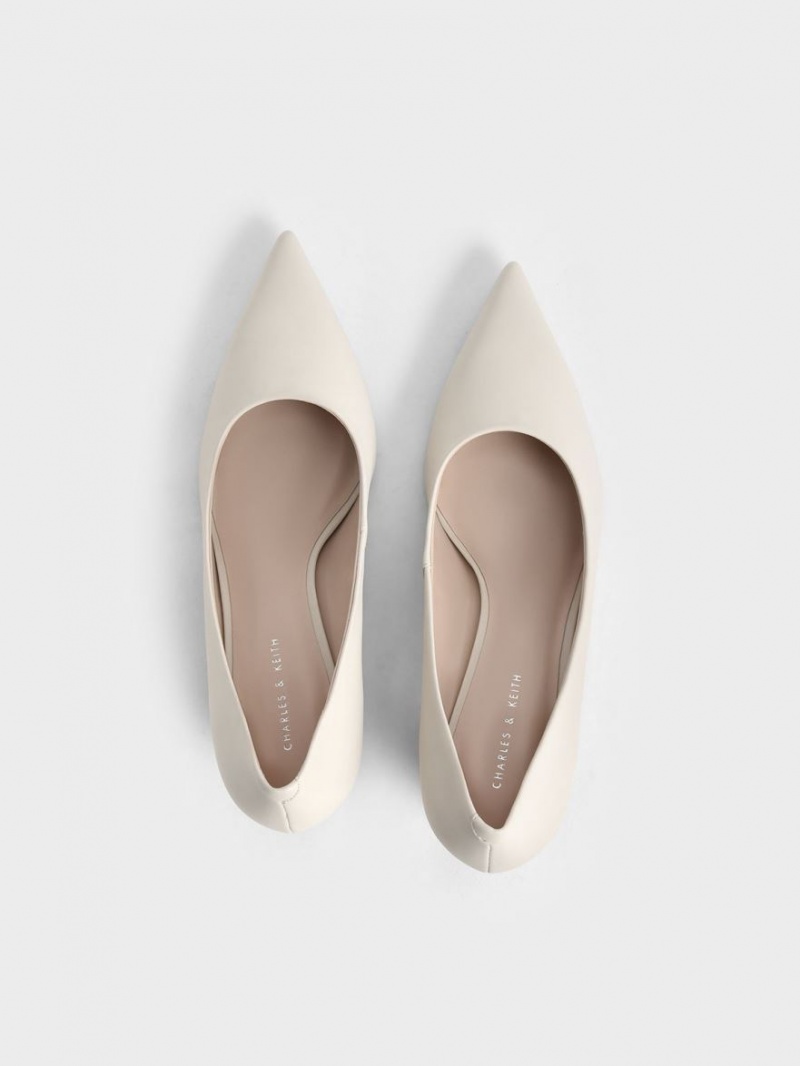 Charles & Keith Cone Heel Pointed-Kappe Pumps Weiß | 987BCYZMR