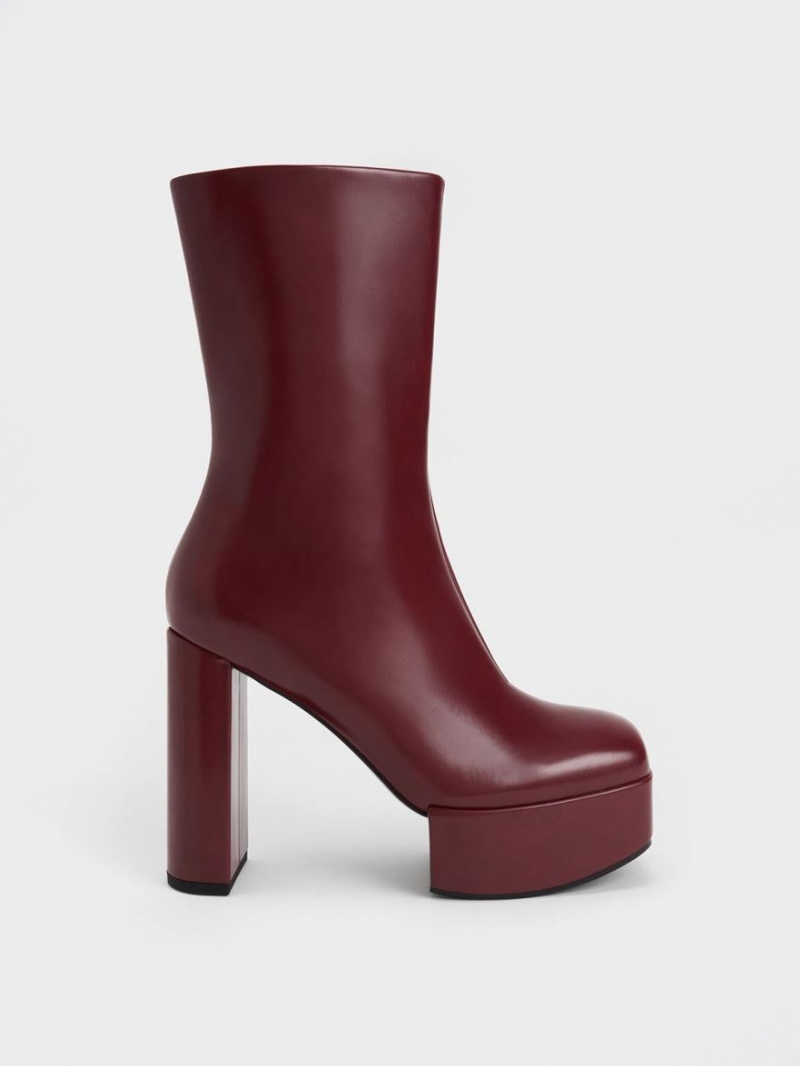 Charles & Keith Corinth Blade Stiefel mit Absatz Bordeaux | 369YWPUXC