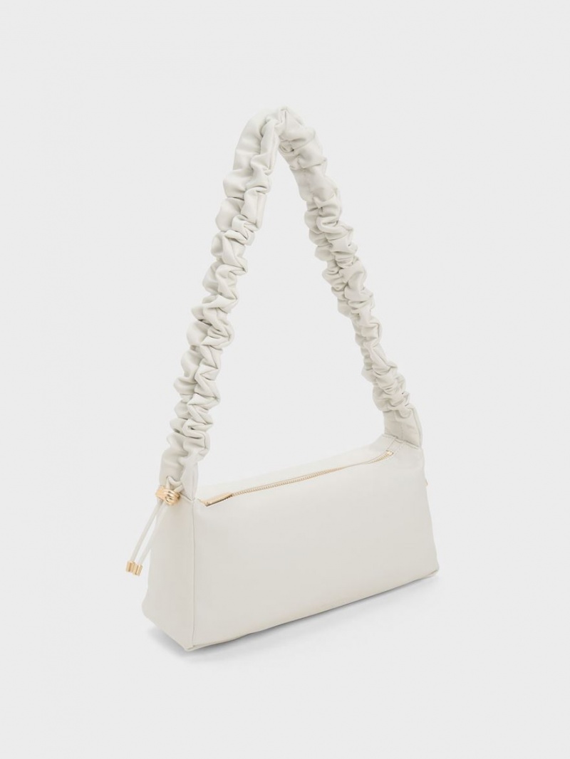 Charles & Keith Cosette Ruched Handtasche Weiß | 062YRWTBP