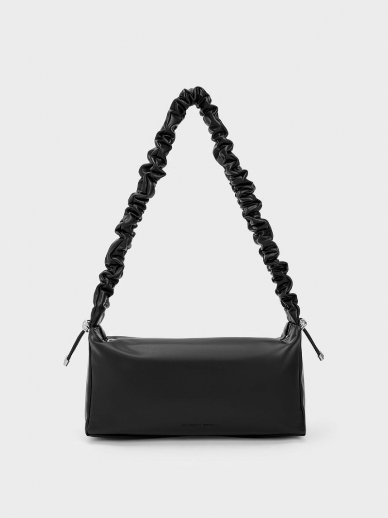 Charles & Keith Cosette Ruched Handtasche Schwarz | 183IZBOWJ