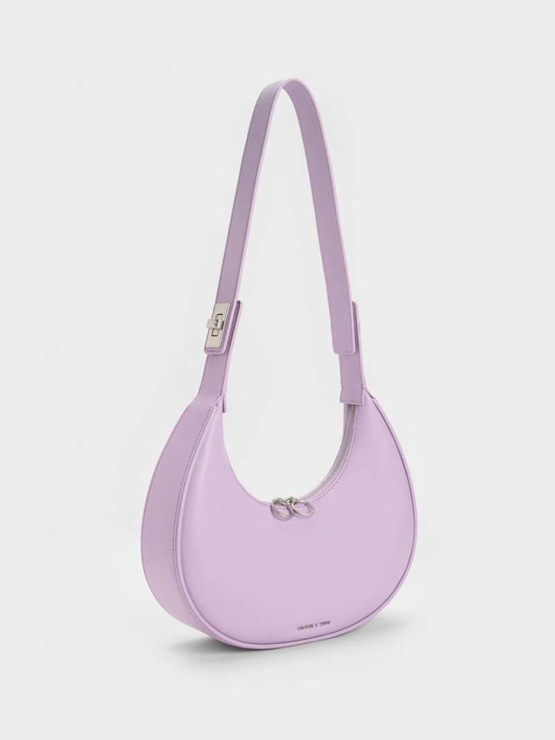 Charles & Keith Crescent Hobo Tasche Lila | 248ESARWT