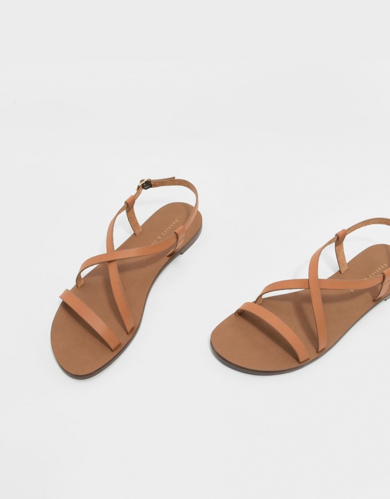 Charles & Keith Criss Cross Sandalen Flach Braun | 324MCOINX