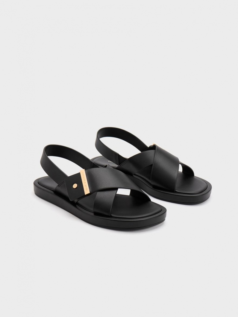 Charles & Keith Crossover Back Riemchensandalen Schwarz | 634GXWHPI