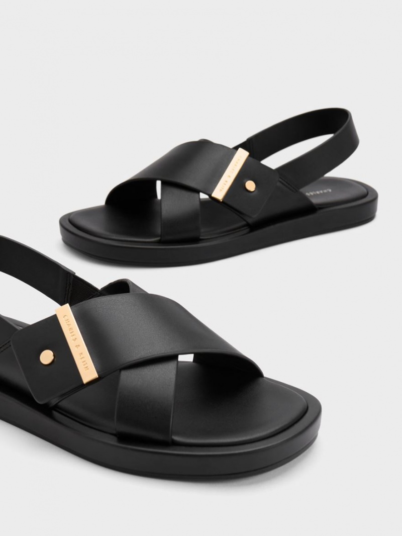 Charles & Keith Crossover Back Riemchensandalen Schwarz | 634GXWHPI