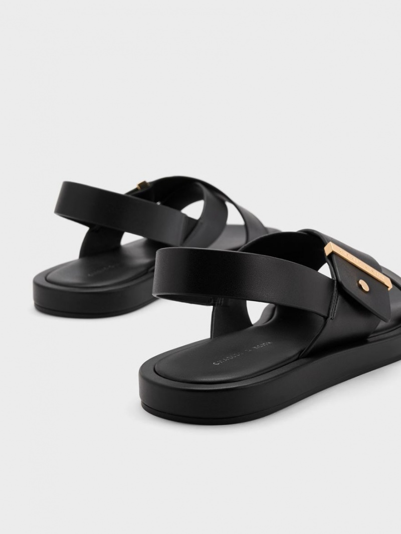 Charles & Keith Crossover Back Riemchensandalen Schwarz | 634GXWHPI