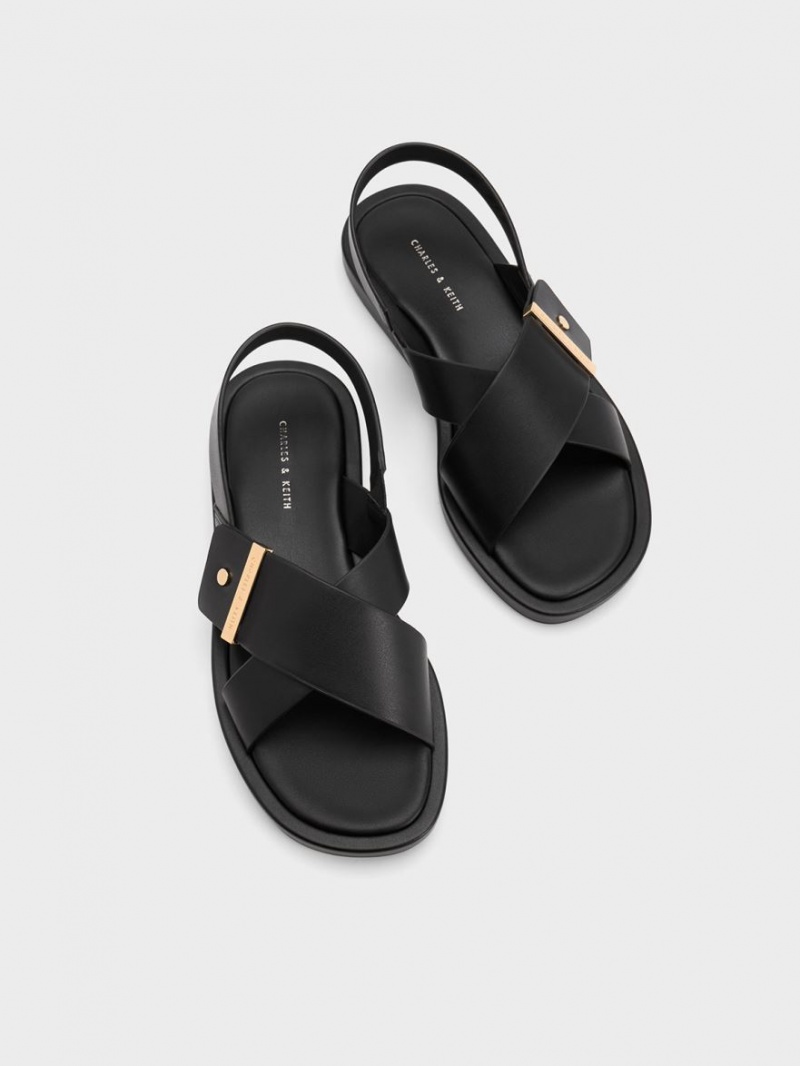 Charles & Keith Crossover Back Riemchensandalen Schwarz | 634GXWHPI