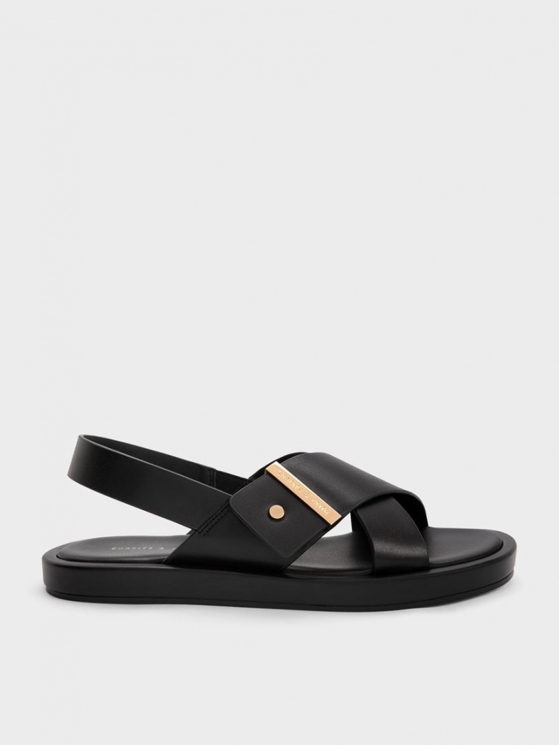 Charles & Keith Crossover Back Riemchensandalen Schwarz | 634GXWHPI