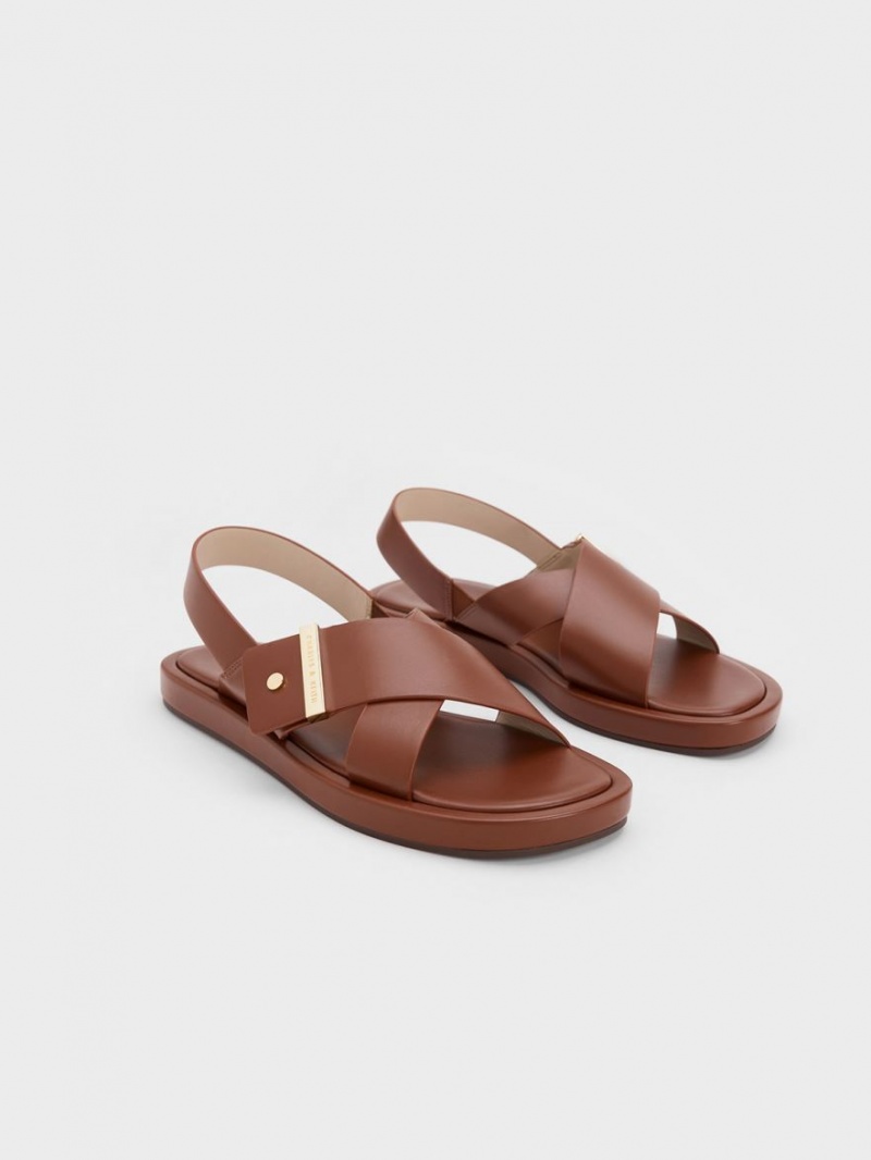 Charles & Keith Crossover Back Riemchensandalen Braun | 841RSTNBA