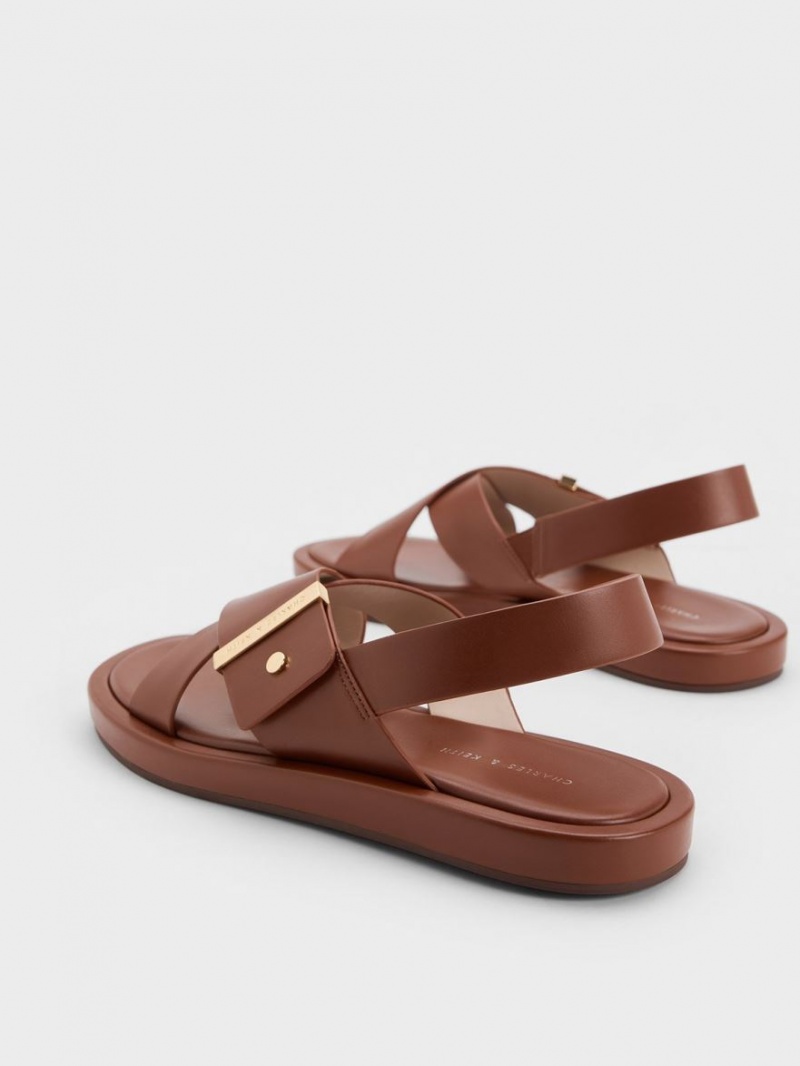 Charles & Keith Crossover Back Riemchensandalen Braun | 841RSTNBA