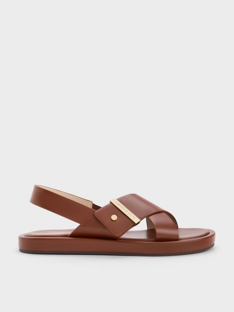 Charles & Keith Crossover Back Riemchensandalen Braun | 841RSTNBA