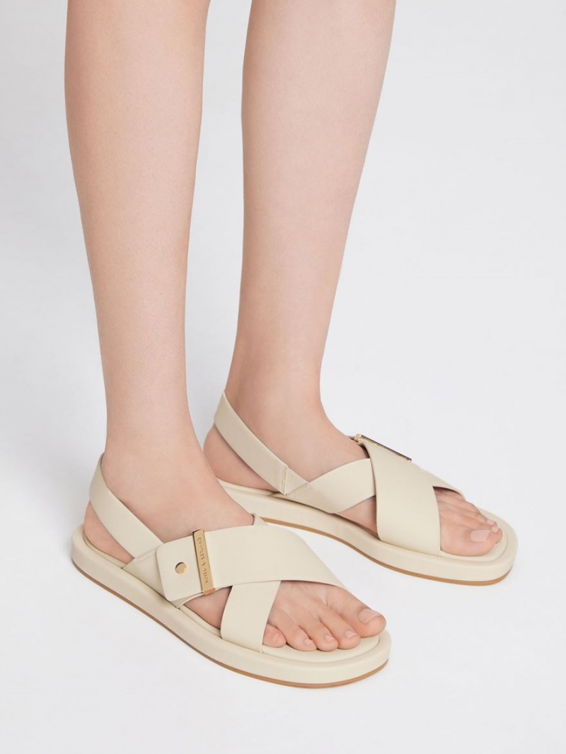 Charles & Keith Crossover Back Riemchensandalen Weiß | 218ZXQKBO