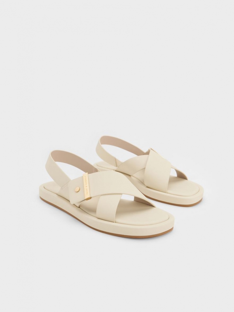 Charles & Keith Crossover Back Riemchensandalen Weiß | 218ZXQKBO