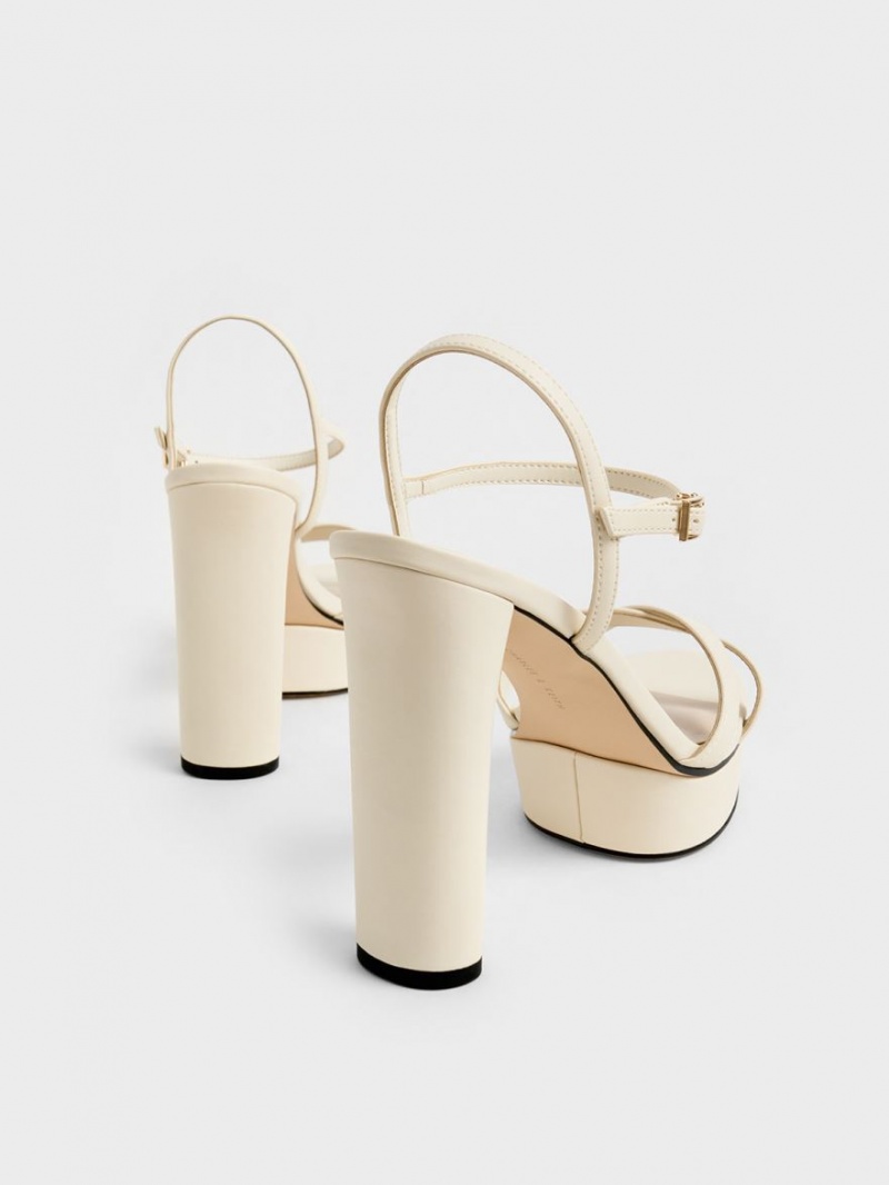 Charles & Keith Crossover Plattform Sandalen Absatz Weiß | 658DYLBRU