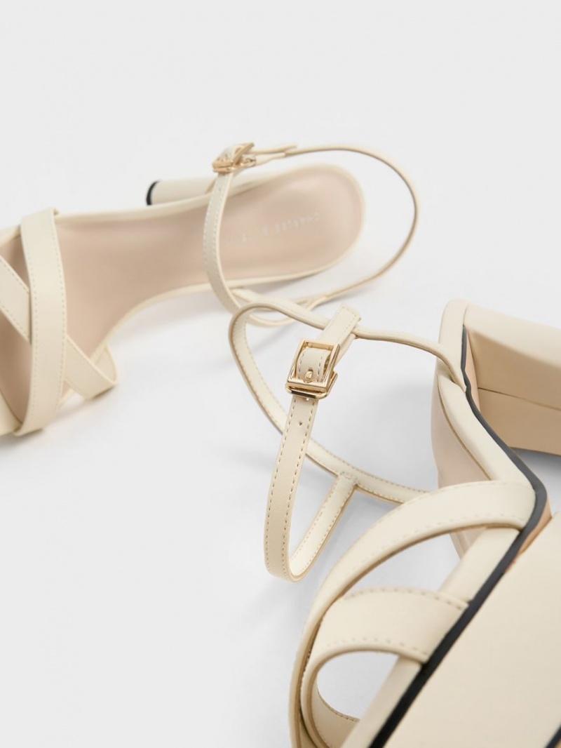 Charles & Keith Crossover Plattform Sandalen Absatz Weiß | 658DYLBRU