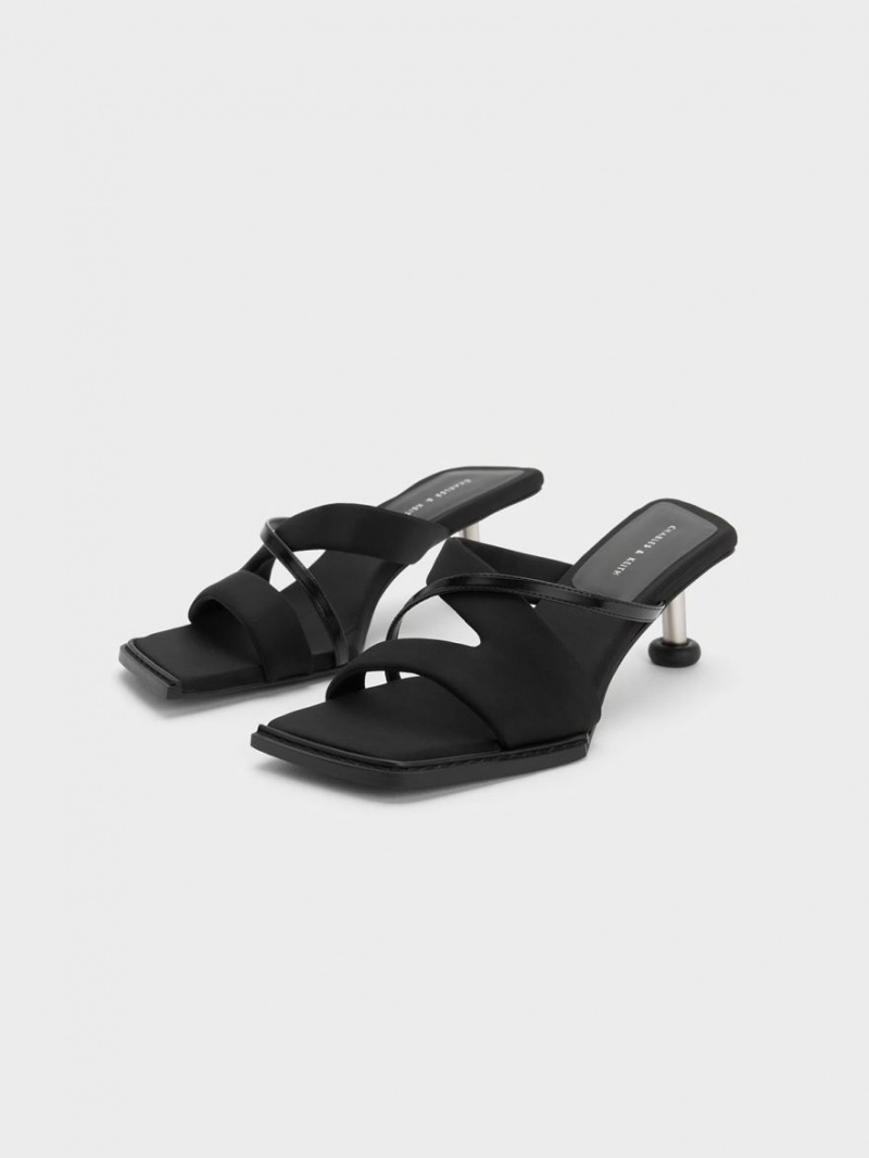 Charles & Keith Crossover Sculptural Sandalen Absatz Schwarz | 238QKSVTZ