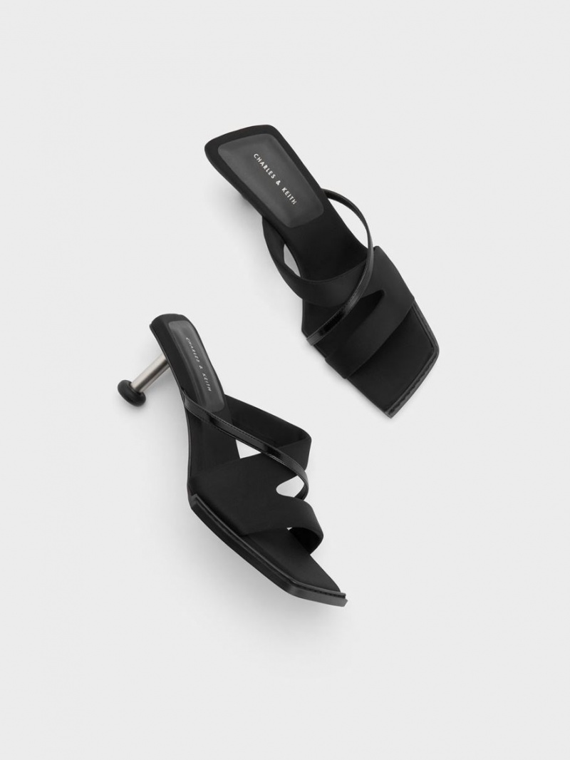 Charles & Keith Crossover Sculptural Sandalen Absatz Schwarz | 238QKSVTZ