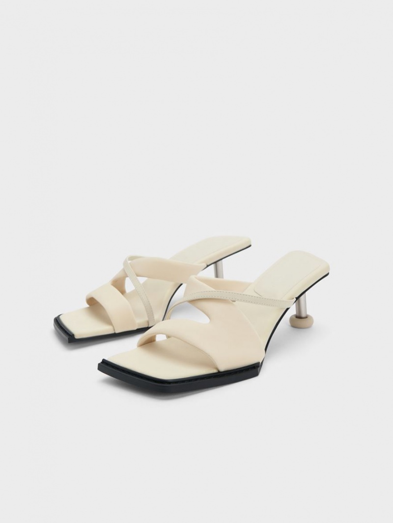 Charles & Keith Crossover Sculptural Sandalen Absatz Weiß | 920JSMXTB