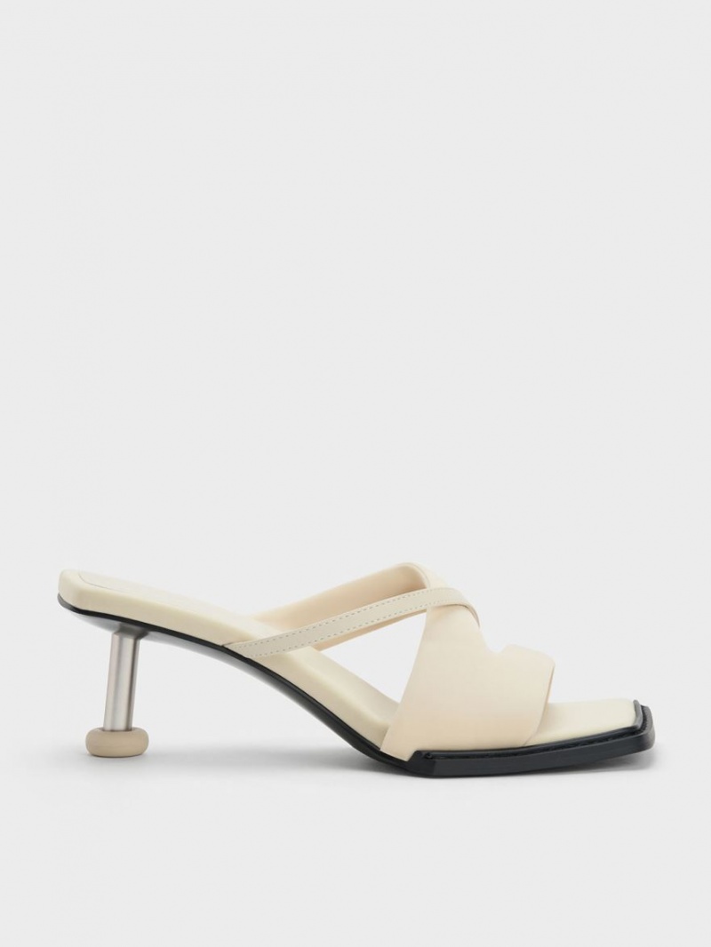 Charles & Keith Crossover Sculptural Sandalen Absatz Weiß | 920JSMXTB