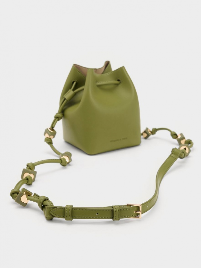 Charles & Keith Cube Knotted Bucket Tasche Olivgrün | 902TKNPXA