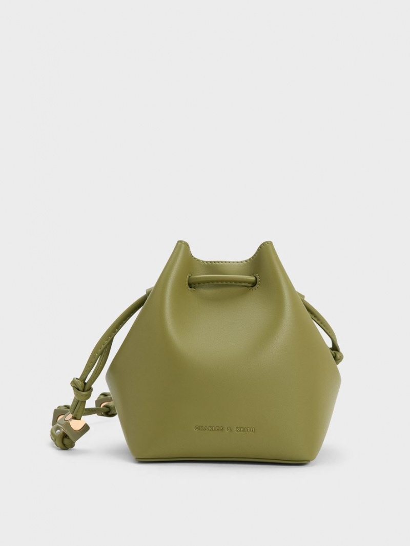 Charles & Keith Cube Knotted Bucket Tasche Olivgrün | 902TKNPXA