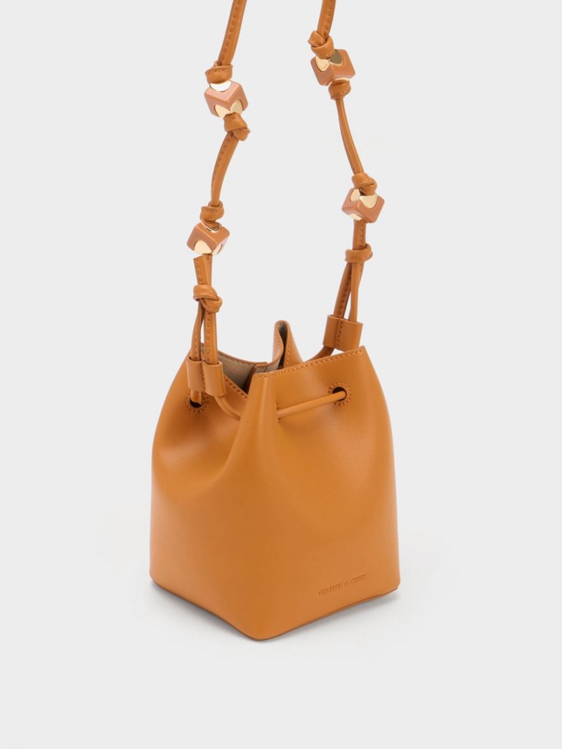 Charles & Keith Cube Knotted Bucket Tasche Orange | 527BMTRHZ