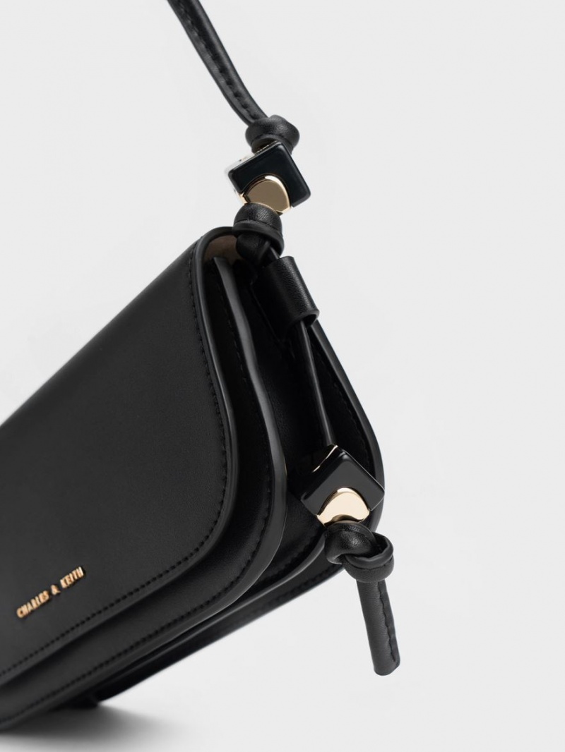 Charles & Keith Cube Knotted Elongated Crossbody Taschen Schwarz | 962LHBSOM