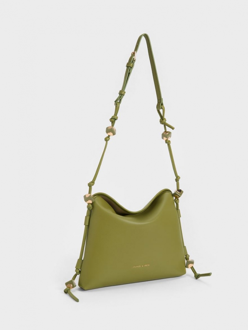 Charles & Keith Cube Knotted Hobo Tasche Olivgrün | 571TDOYJI