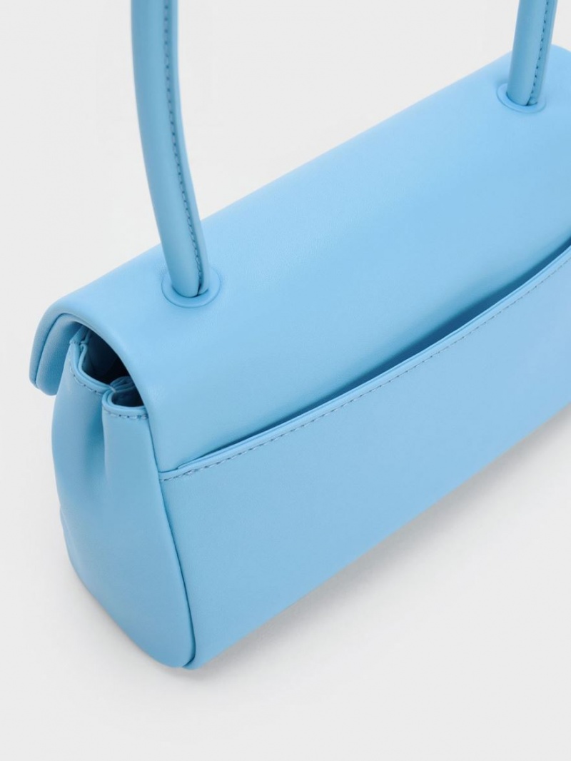 Charles & Keith Curved Handle Schultertaschen Blau | 890RYXJQN