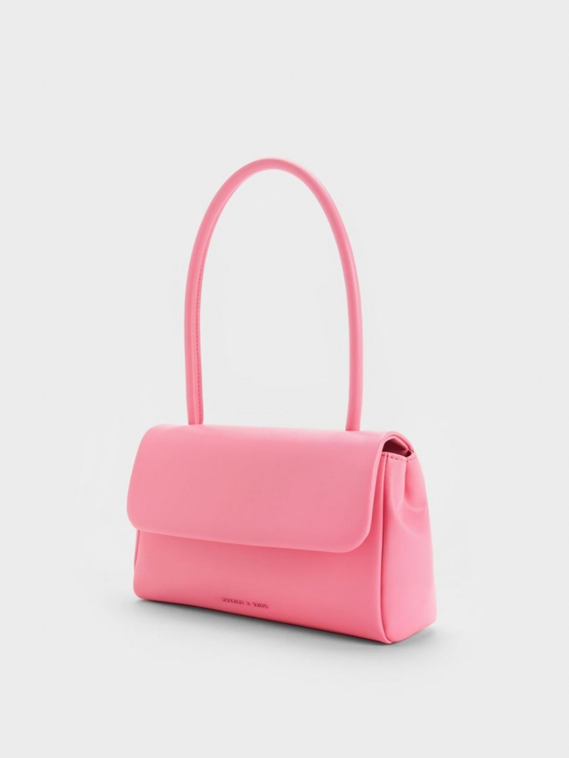 Charles & Keith Curved Handle Schultertaschen Rosa | 713SVETJW