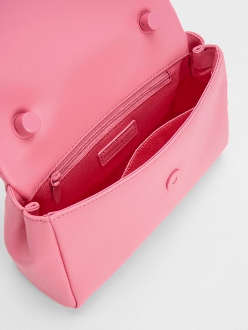 Charles & Keith Curved Handle Schultertaschen Rosa | 713SVETJW