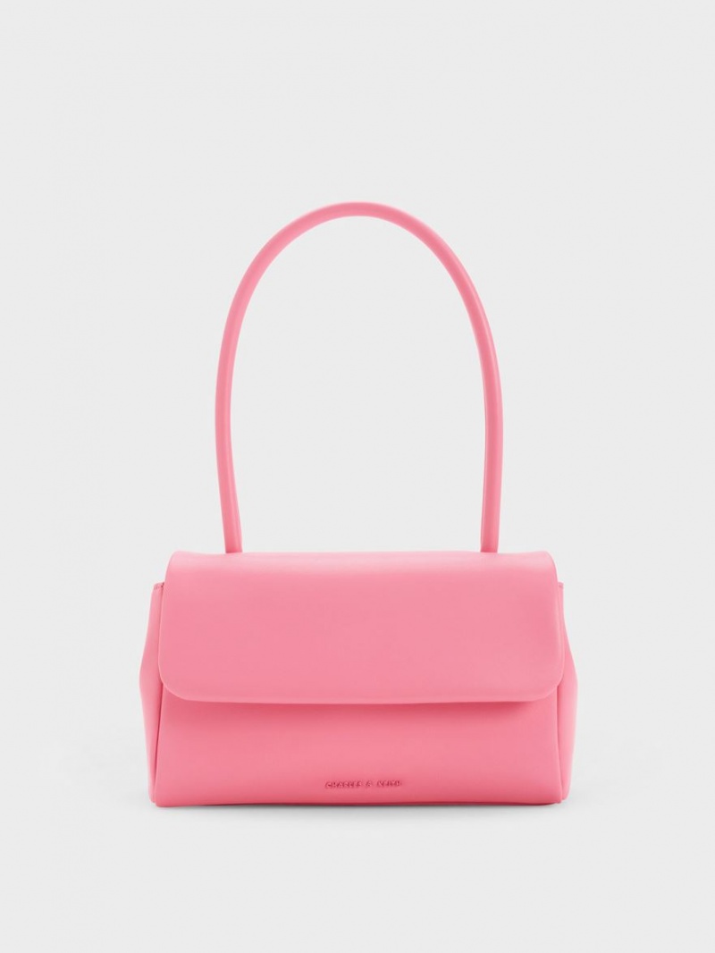 Charles & Keith Curved Handle Schultertaschen Rosa | 713SVETJW