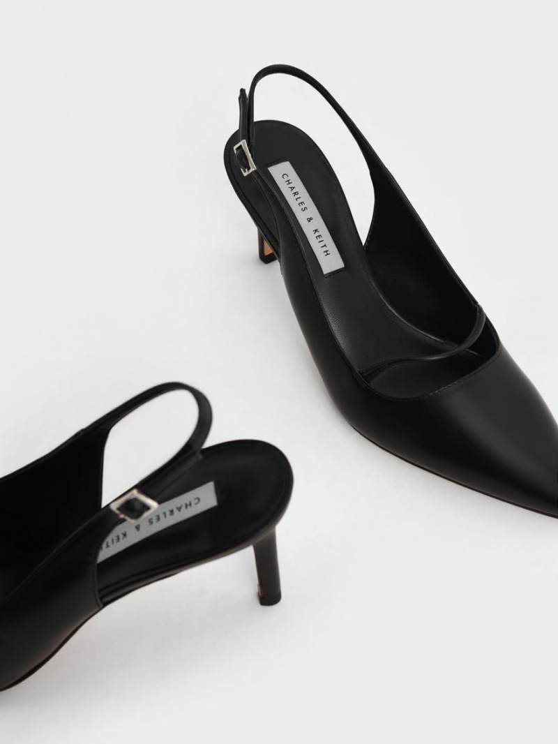 Charles & Keith Cut-Out Slingback Stiletto Pumps Schwarz | 273TRBFKV