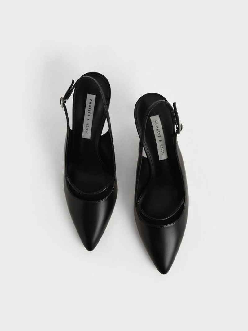 Charles & Keith Cut-Out Slingback Stiletto Pumps Schwarz | 273TRBFKV