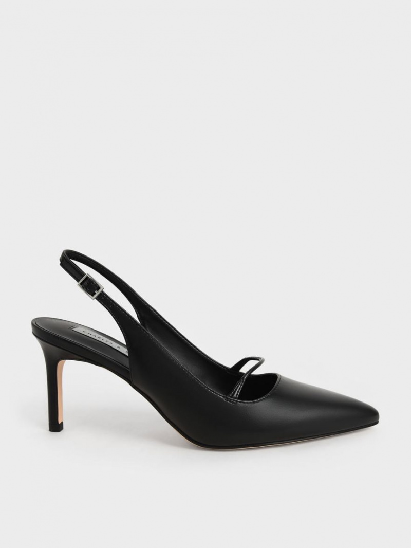 Charles & Keith Cut-Out Slingback Stiletto Pumps Schwarz | 273TRBFKV