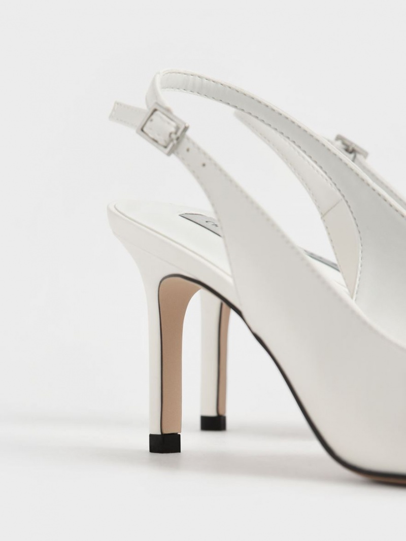 Charles & Keith Cut-Out Slingback Stiletto Pumps Weiß | 397WCSQOG