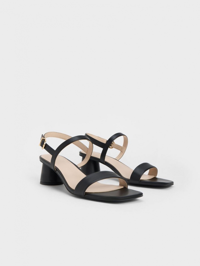 Charles & Keith Cylindrical Heel Back Riemchensandalen Schwarz | 273ZXPUYM