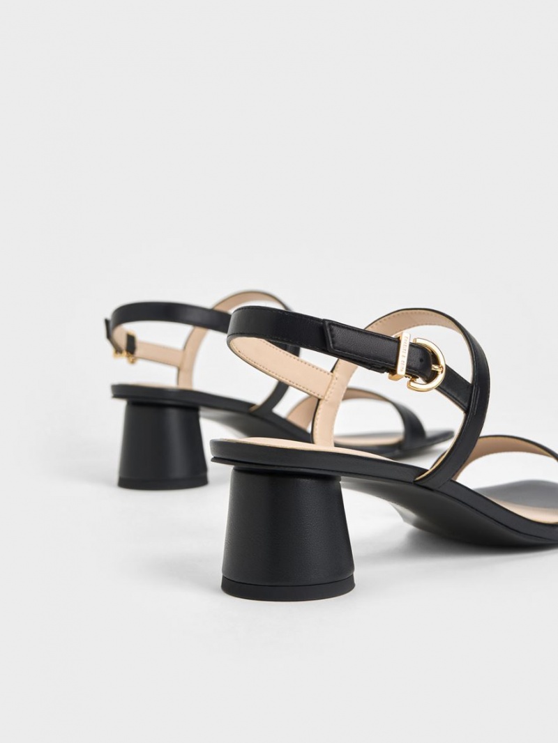 Charles & Keith Cylindrical Heel Back Riemchensandalen Schwarz | 273ZXPUYM