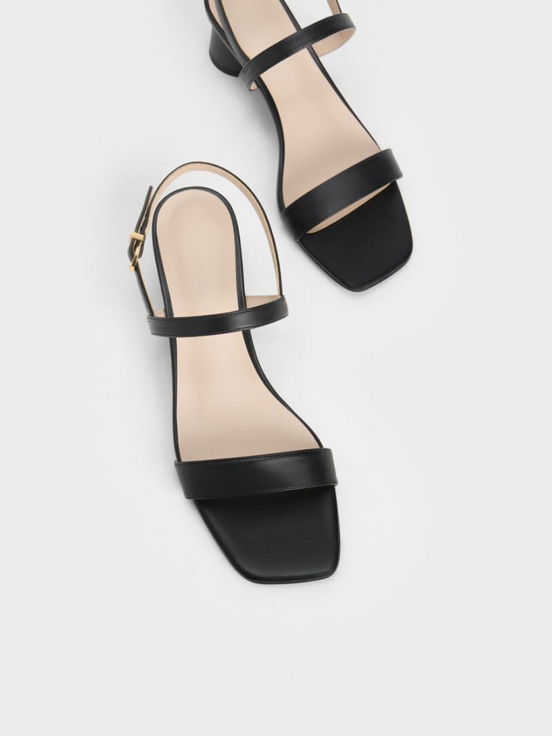 Charles & Keith Cylindrical Heel Back Riemchensandalen Schwarz | 273ZXPUYM