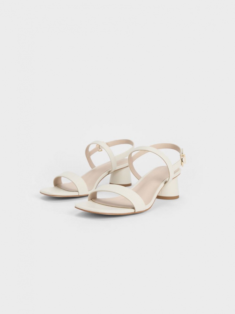 Charles & Keith Cylindrical Heel Back Riemchensandalen Weiß | 694TWYHJZ