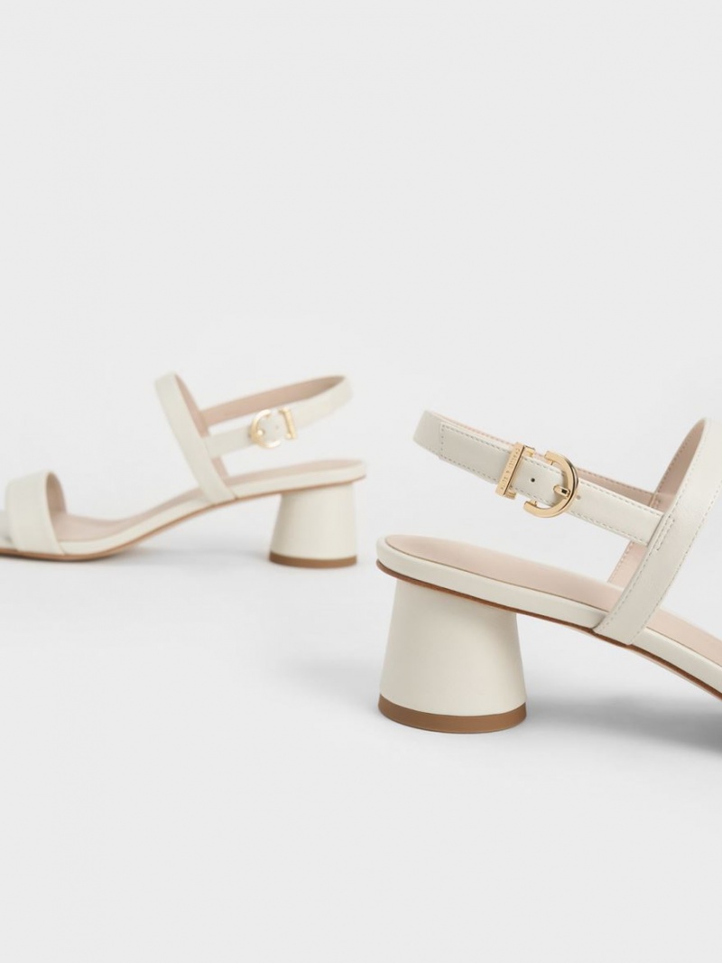 Charles & Keith Cylindrical Heel Back Riemchensandalen Weiß | 694TWYHJZ