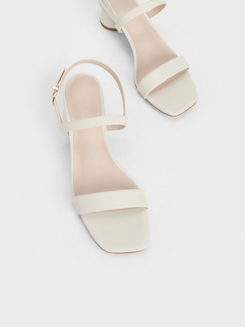 Charles & Keith Cylindrical Heel Back Riemchensandalen Weiß | 694TWYHJZ