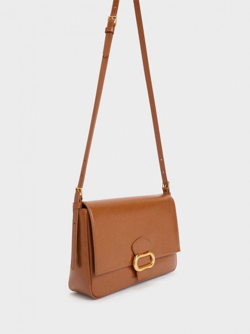 Charles & Keith Daki Belted Trapeze Schultertaschen Schokolade | 039BWRKMD