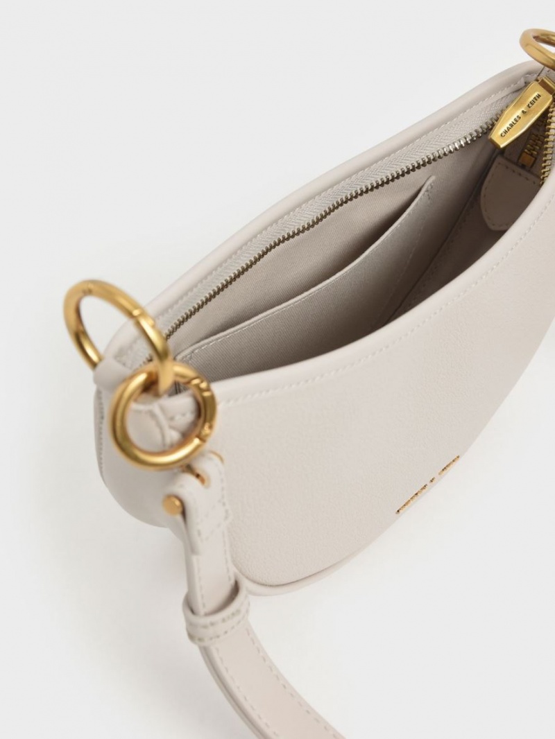 Charles & Keith Dancer Crescent Crossbody Taschen Weiß | 375FKEDQX