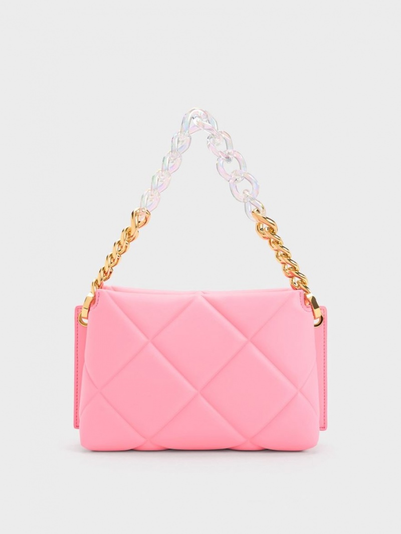 Charles & Keith Danika Chunky Chain Gepolstert Tragetaschen Rosa | 235VEHNIQ